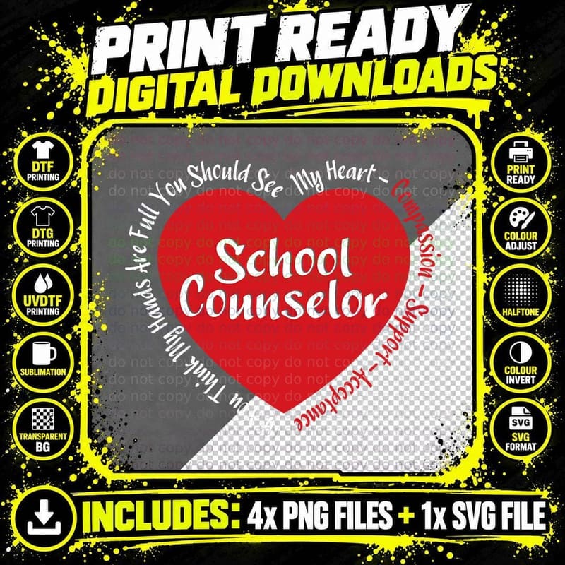 School Counselor - Appreciation Counseling Career Png SVG Digital Bundle