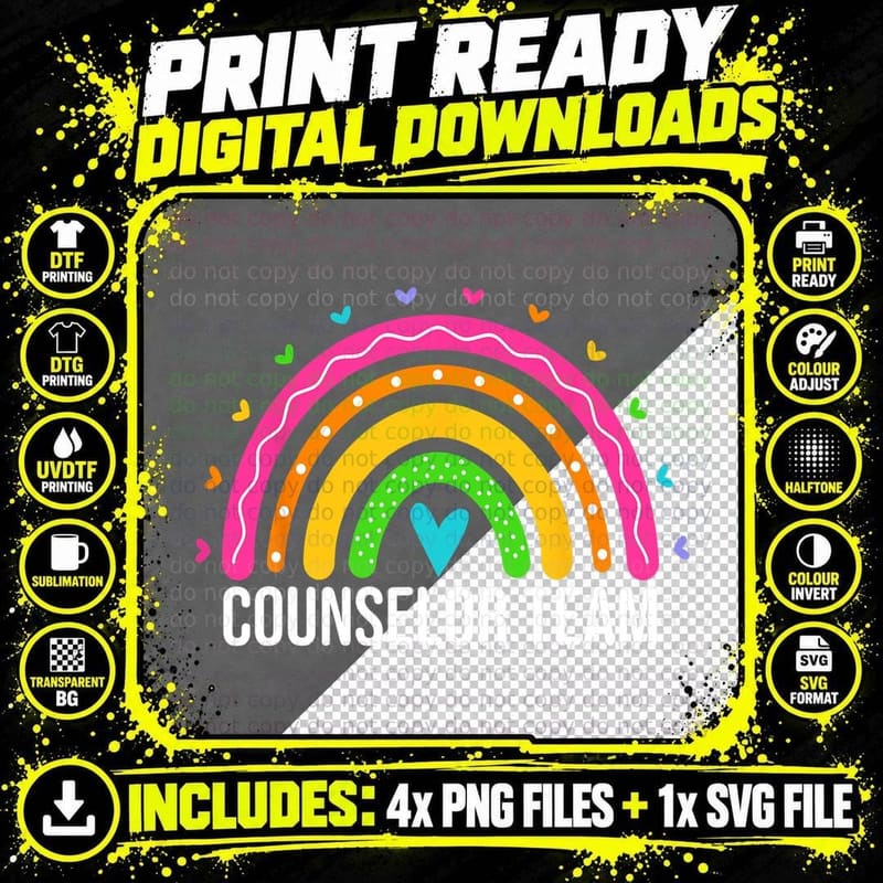 School Counselor Team Guidance Counselor Counseling Team Png SVG Digital Bundle