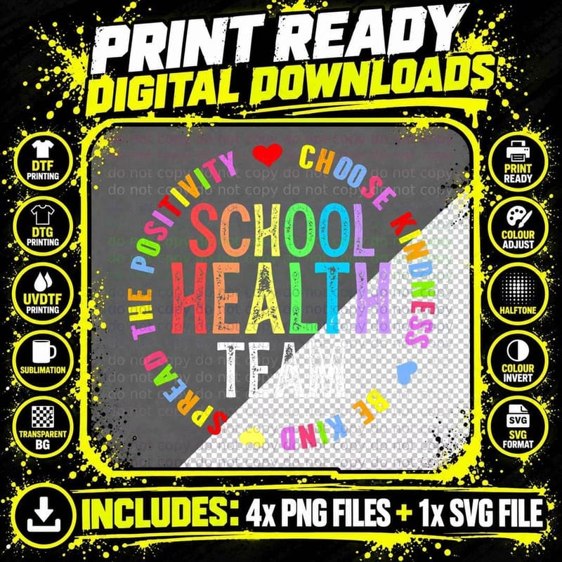 School Health Team Assistant Back to School Appreciation Png SVG Digital Bundle