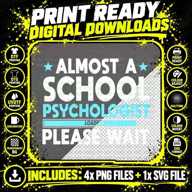 School Psychologist Loading Counselor Consultant Png SVG Digital Bundle