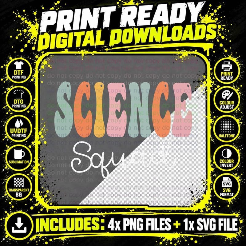 Science Squad Retro Groovy Vintage Happy First Day of Png SVG Digital Bundle