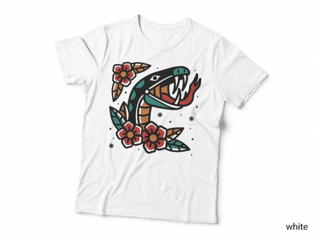 Snake Old School American Traditional Tattoo Flash T-Shirt