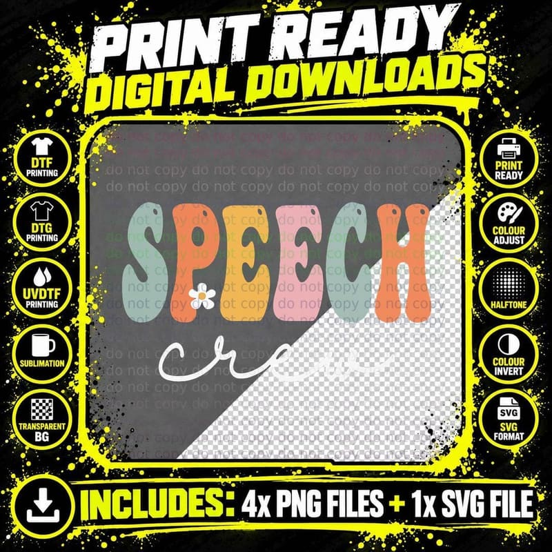 Speech Crew Retro Groovy Vintage Happy First Day of Png SVG Digital Bundle