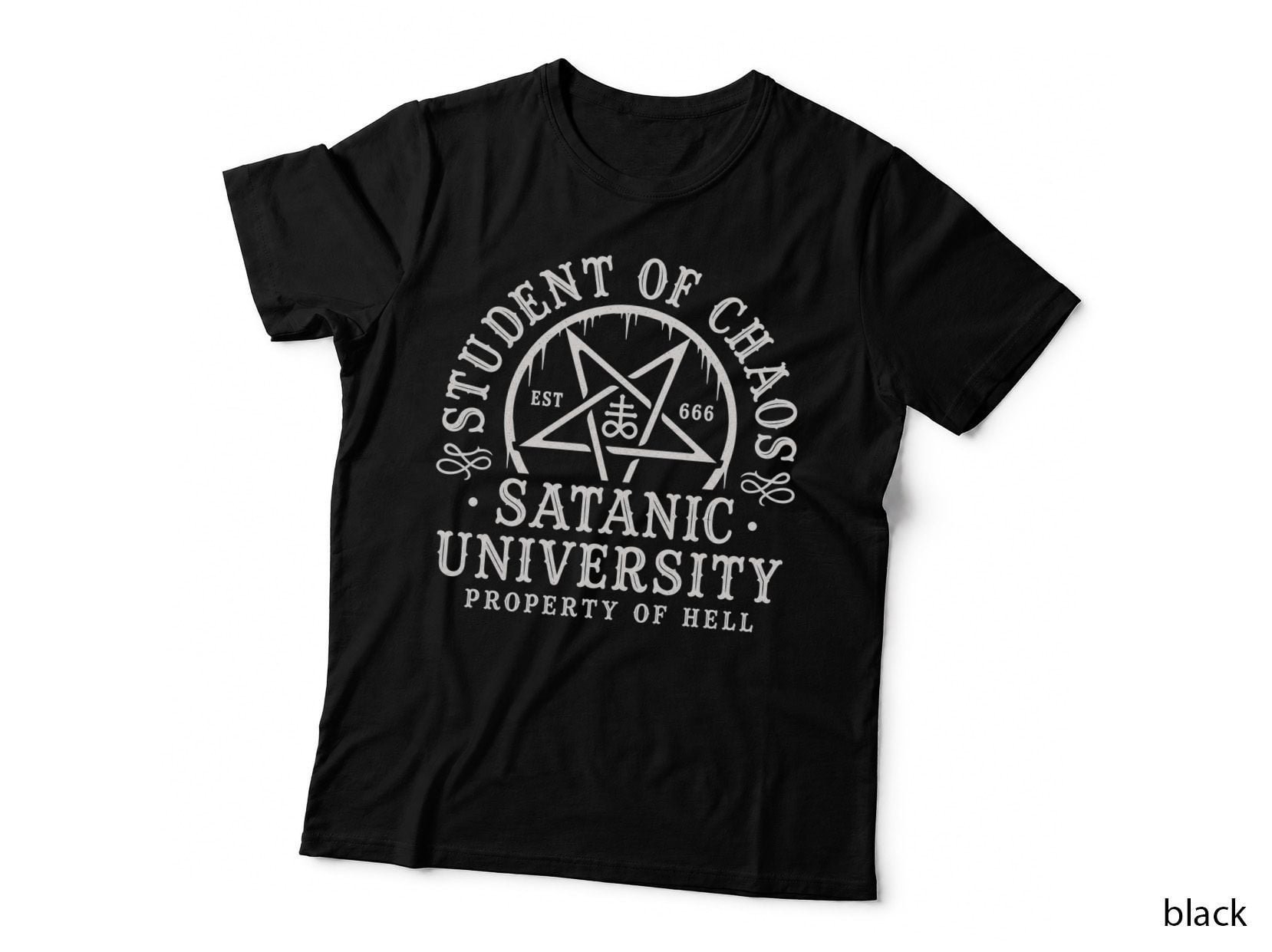 Student of Chaos Satanic University T-Shirt Funny Occult Gothic Goth Gift Tee