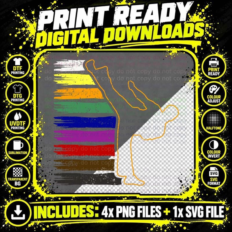 Taekwondo & Karate Black-Belt Martial Art Student Gift Png SVG Digital Bundle