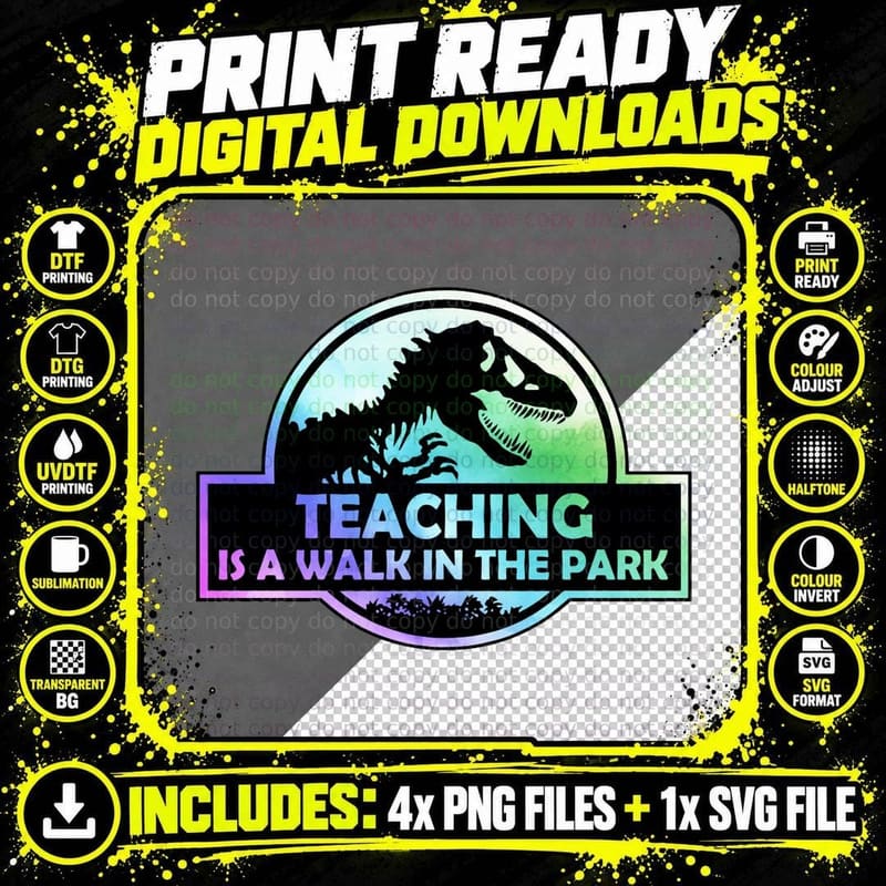 Teaching Is a Walk in the Park T-Shirt Png SVG Digital Bundle