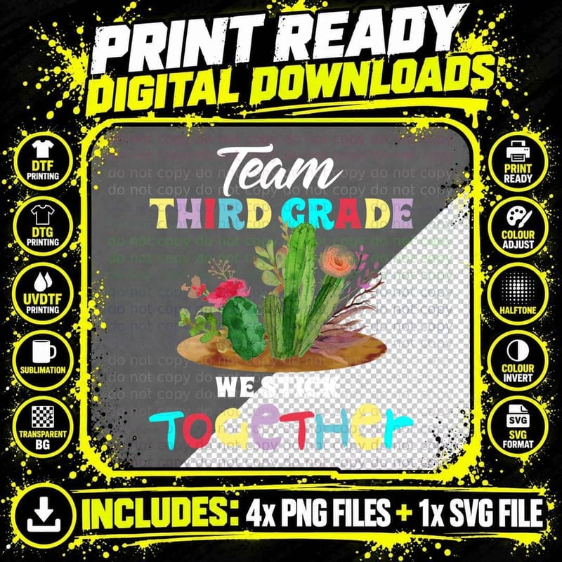Team Third Grade Shirt, Celebration, Learning Fun Png SVG Digital Bundle