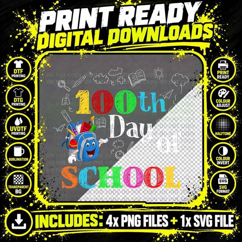 Th Day of School Shirt, Back to School, Colorful Png SVG Digital Bundle