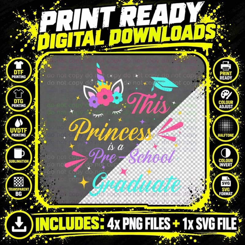 This Princess Is Pre-School Graduate Pre-School Png SVG Digital Bundle