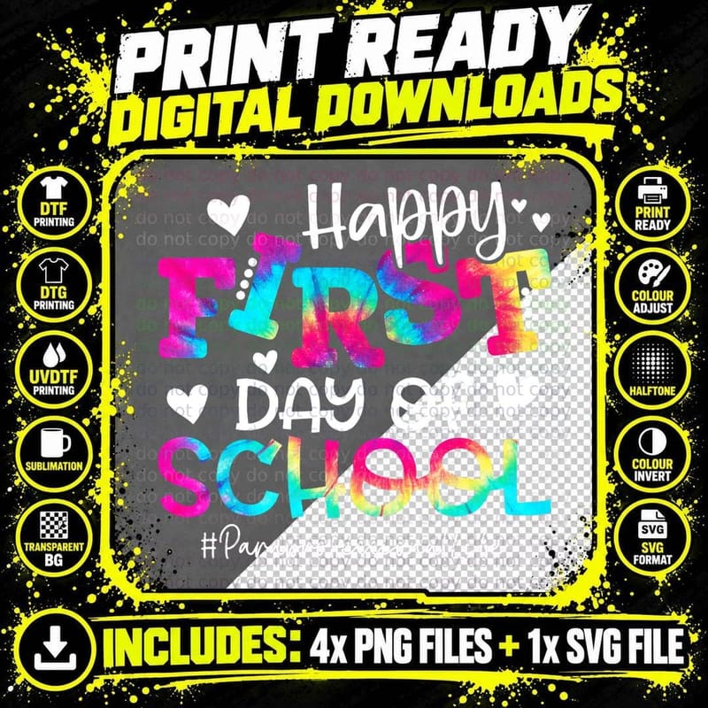 Tie Dye Paraprofessional Happy First Day of School Png SVG Digital Bundle