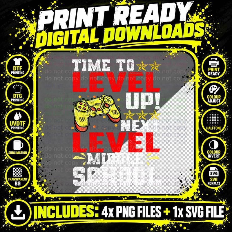 Time to Level up Next Middle School Graduation Video Png SVG Digital Bundle