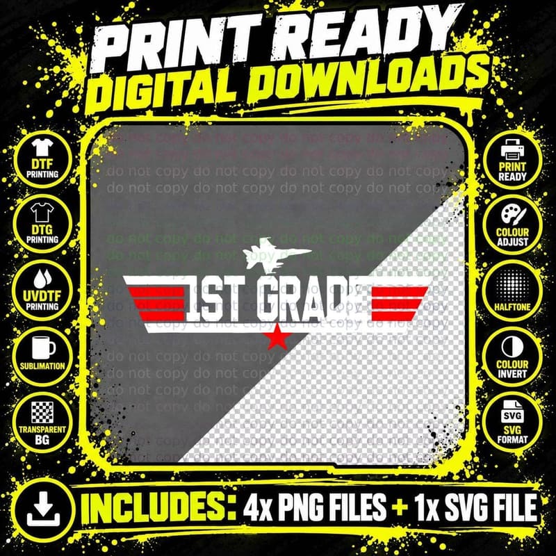Top Grade 1st First Grade Back to School Png SVG Digital Bundle