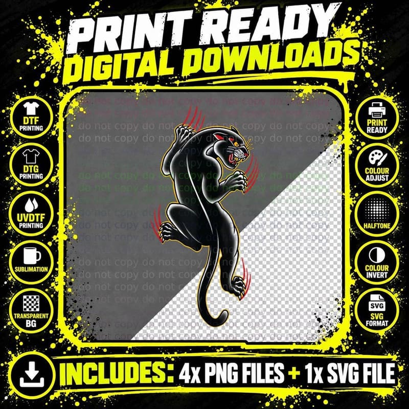 Traditional Panther Tattoo Art Graphic Png SVG Digital Bundle