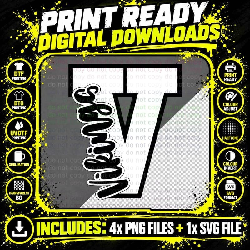 Vikings Letter School Spirit T-Shirt Png SVG Digital Bundle