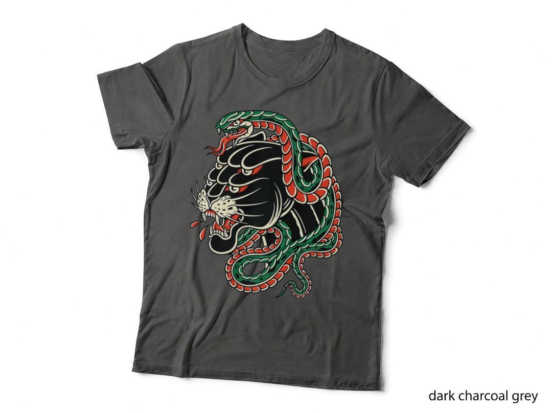 Vintage American Traditional Tattoo Edgy Old School Panther T-Shirt