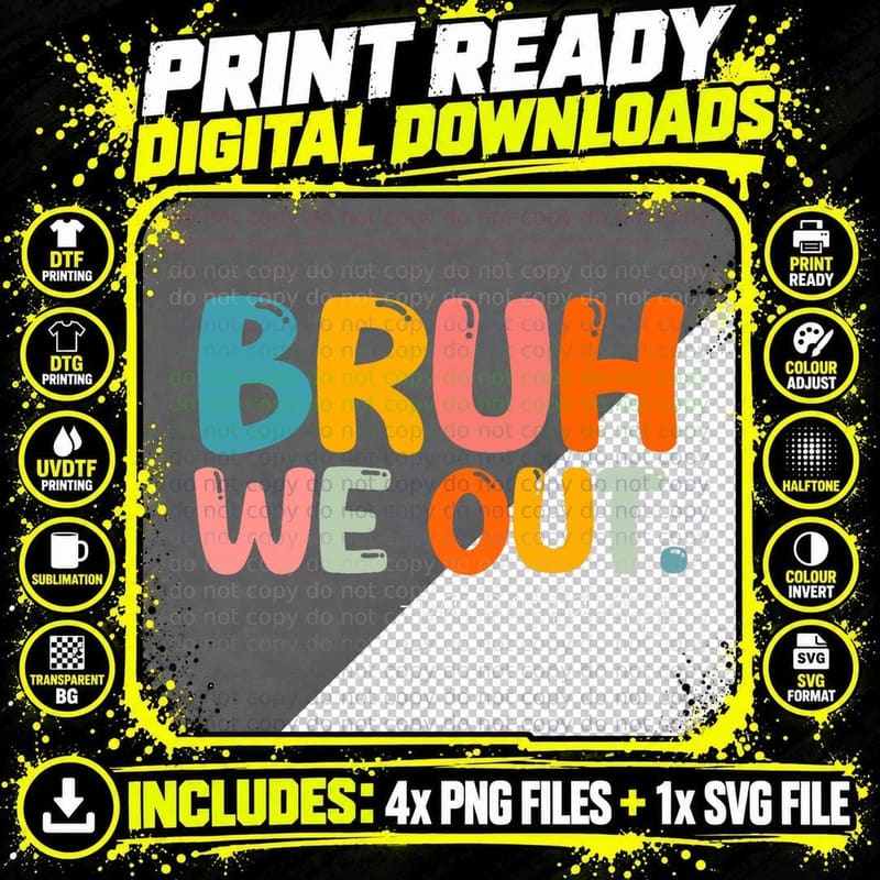 Vintage End of School Year Summer Bruh We Out Para off Png SVG Digital Bundle