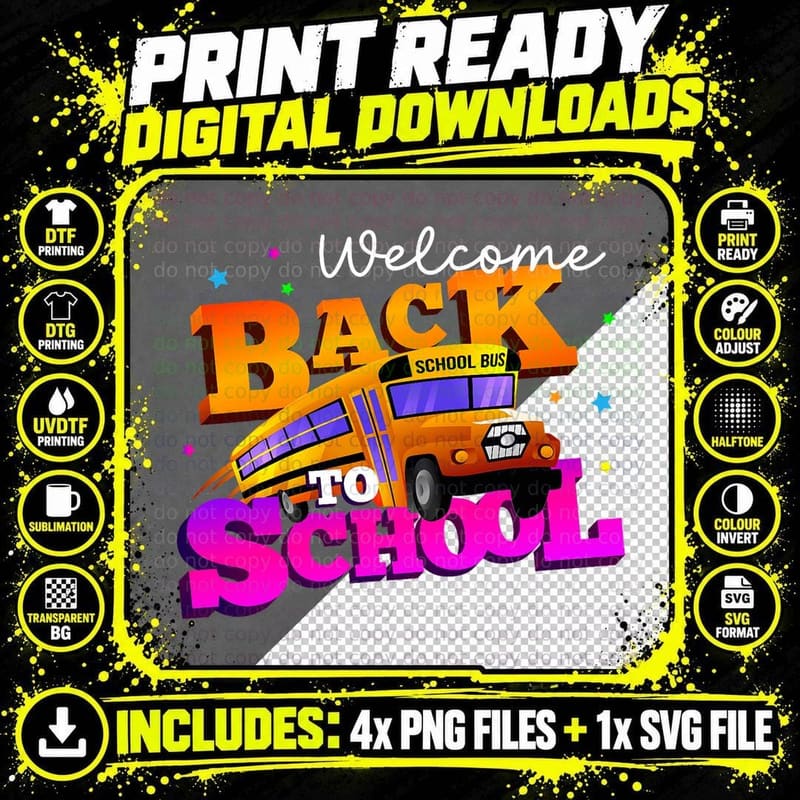 Welcome Back to School, First Day of School Kids School Png SVG Digital Bundle