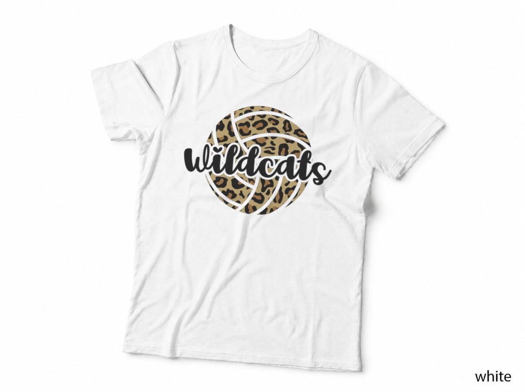 Wildcats Volleyball Team Leopard Mascot School Spirit Game T-Shirt