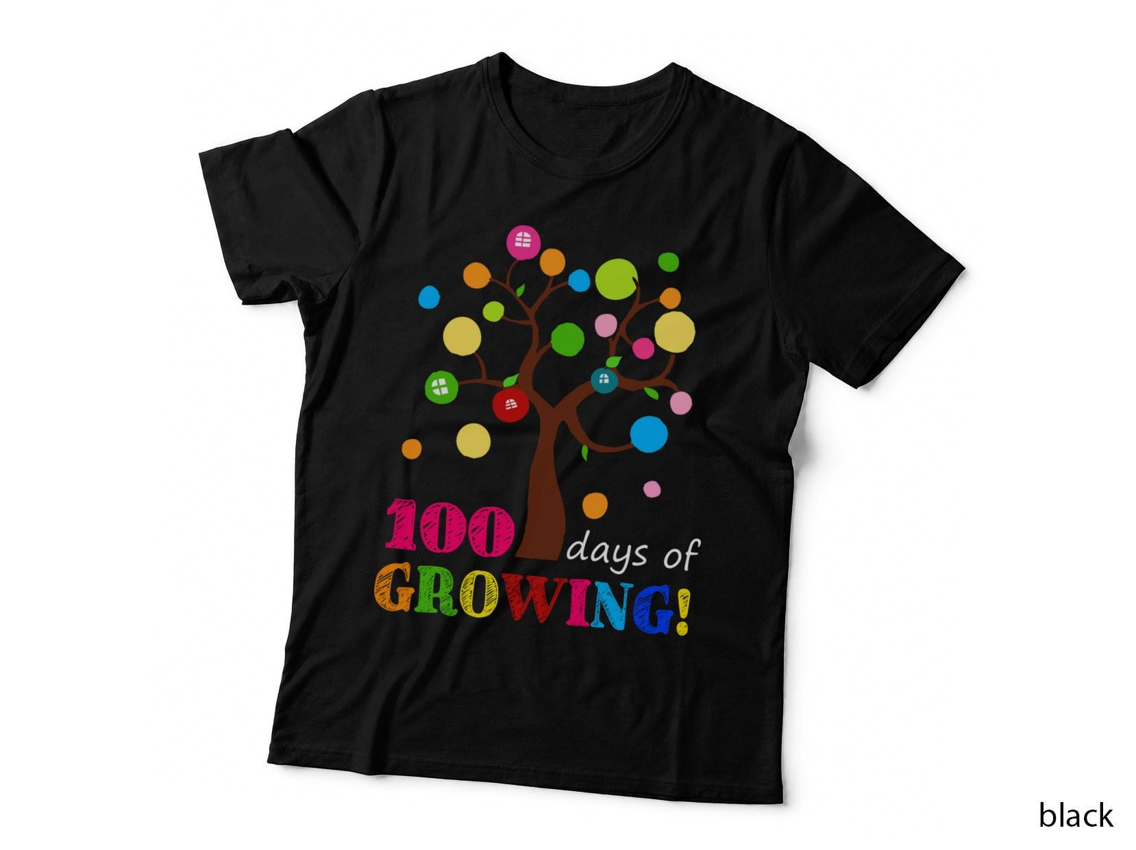 100 Days of Growing T-Shirt, Colorful Tree Design, Nature Lovers Apparel
