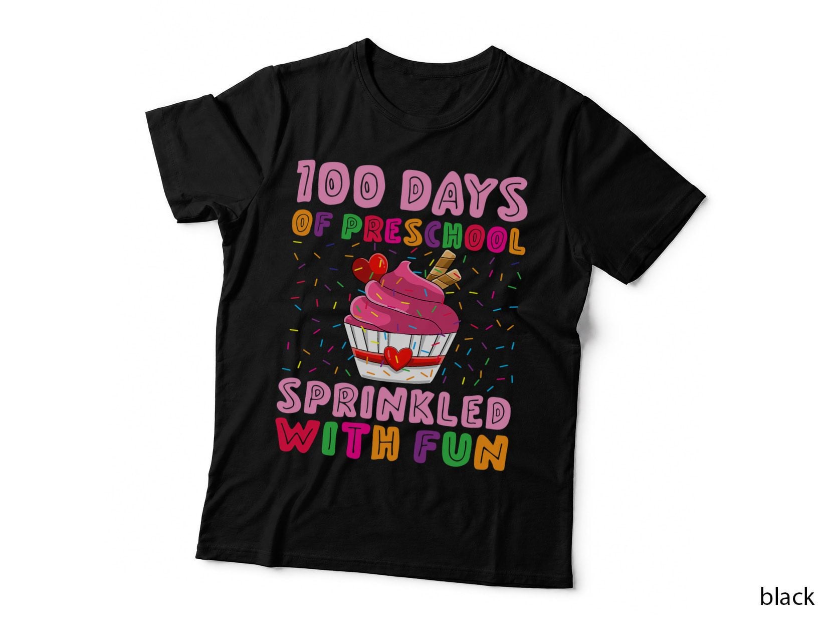100 Days of Preschool Sprinkled with Fun Cupcake Girl Kids T-Shirt