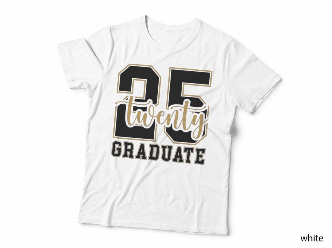15 Tuwenty-5 Graduate Graduation T-Shirt, Large Layered Numbers Graduate Grad