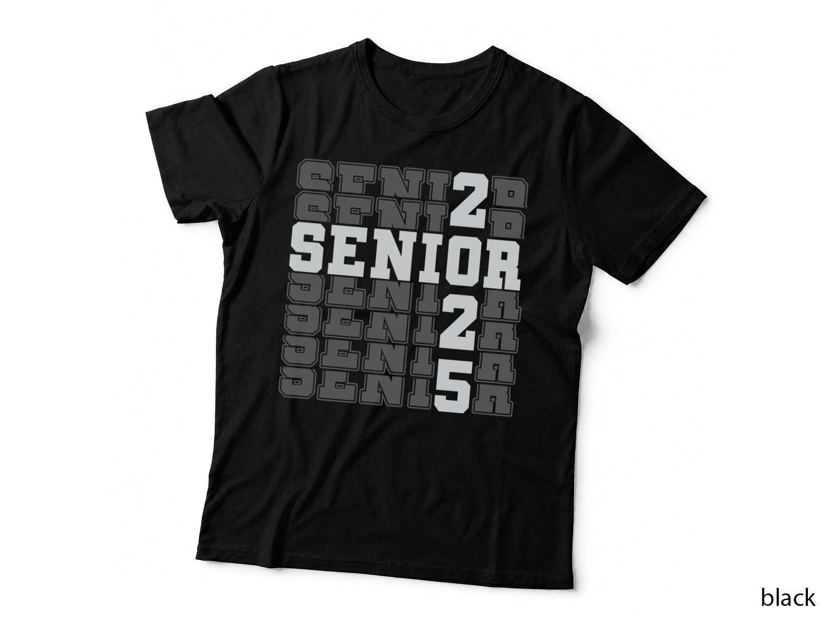 2 Senior 2 5 Graduation T-Shirt, Large Numbers Tiled Pattern Grad Tee