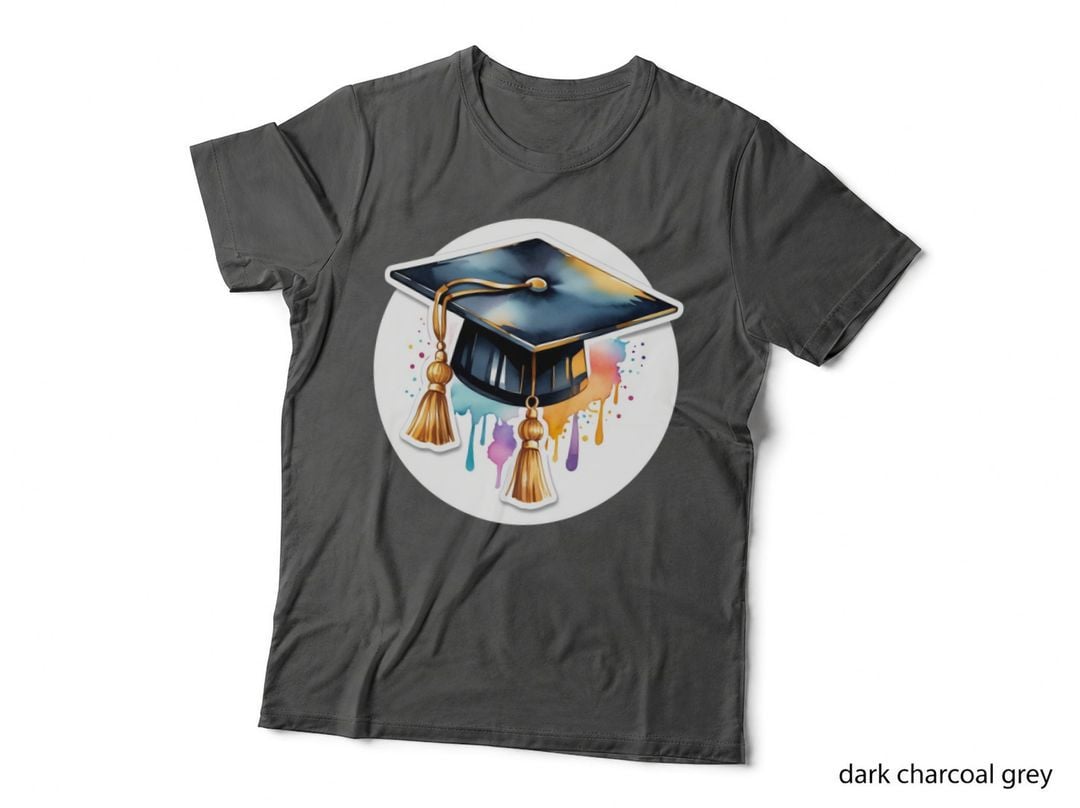 Academic Graduate in Robe Diploma Graduation T-Shirt, Senior Grad Graphic Tee