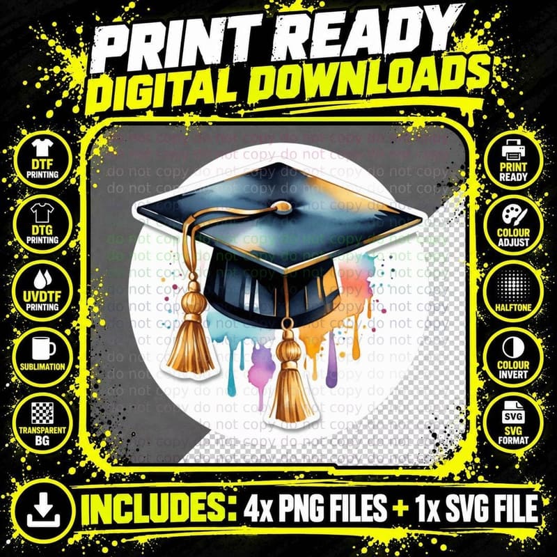 Academic Graduate in Robe Diploma Graduation T-Shirt Png SVG Digital Bundle
