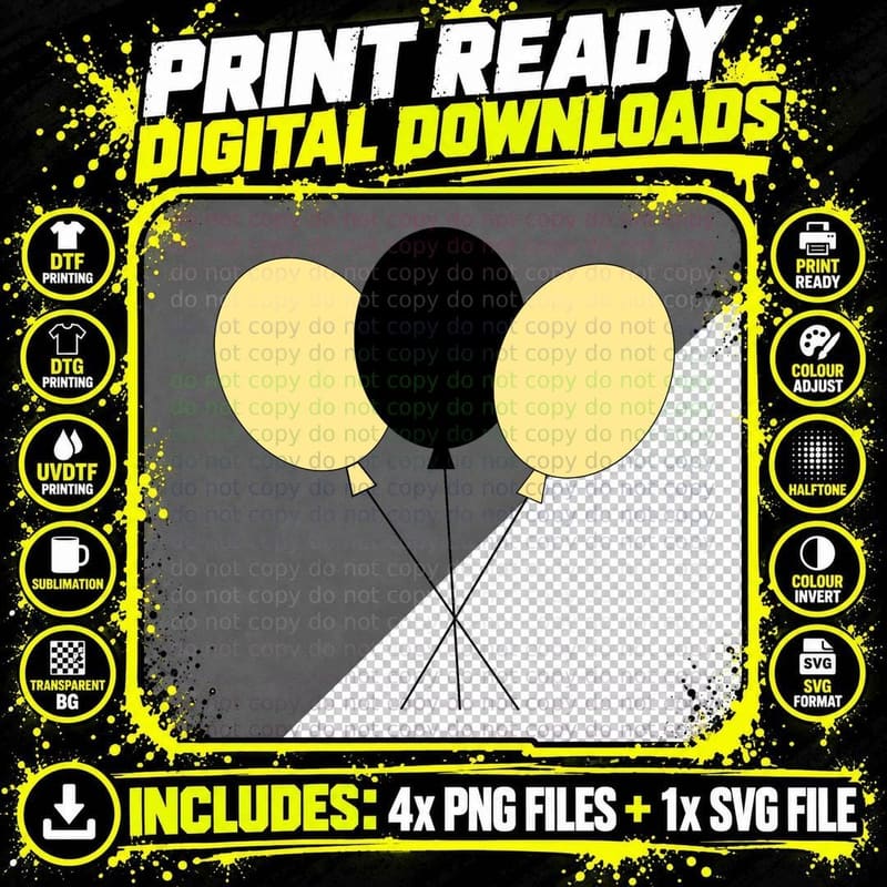 Balloons Celebration Three Colored Graduation T-Shirt Png SVG Digital Bundle