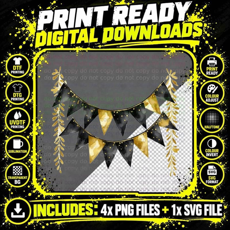 Black Gold Polka Dot Banner Willow Graduation T-Shirt Png SVG Digital Bundle