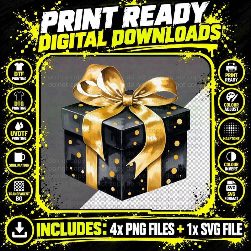 Black Gold Polka Dot Hex Gift Graduation T-Shirt Png SVG Digital Bundle