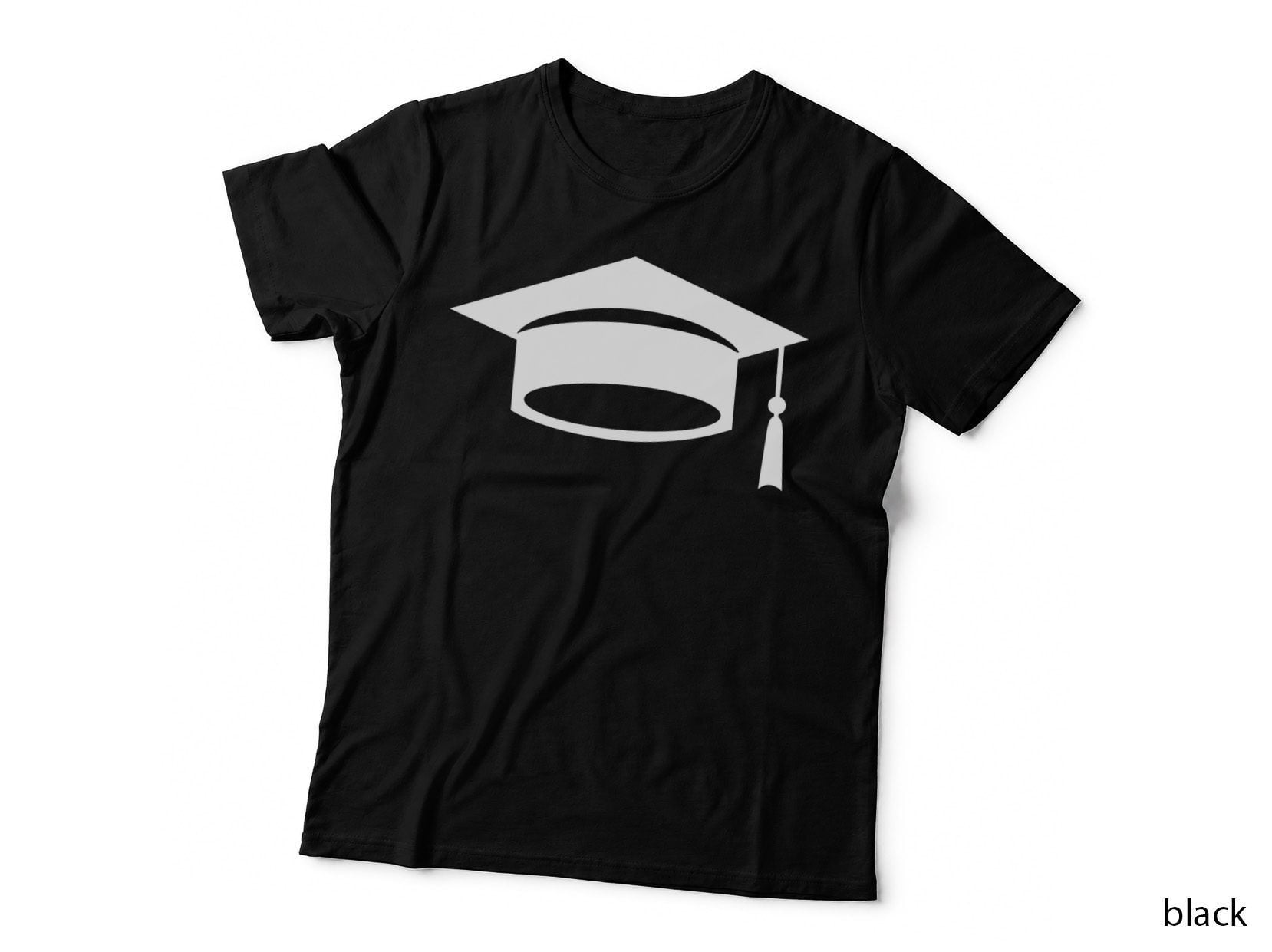 Black Graduation Cap Simple Outline Graduation T-Shirt, Senior Grad Graphic Tee