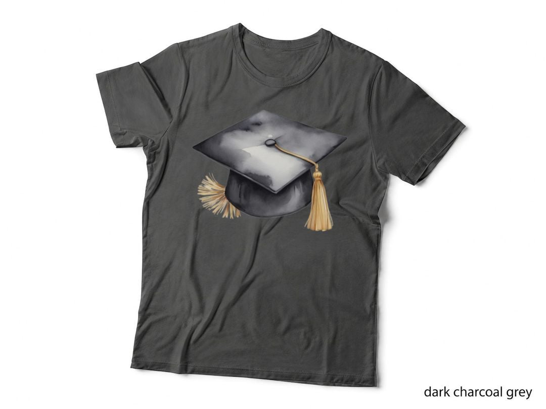 Black Graduation Cap with Gold Tassel Graduation T-Shirt