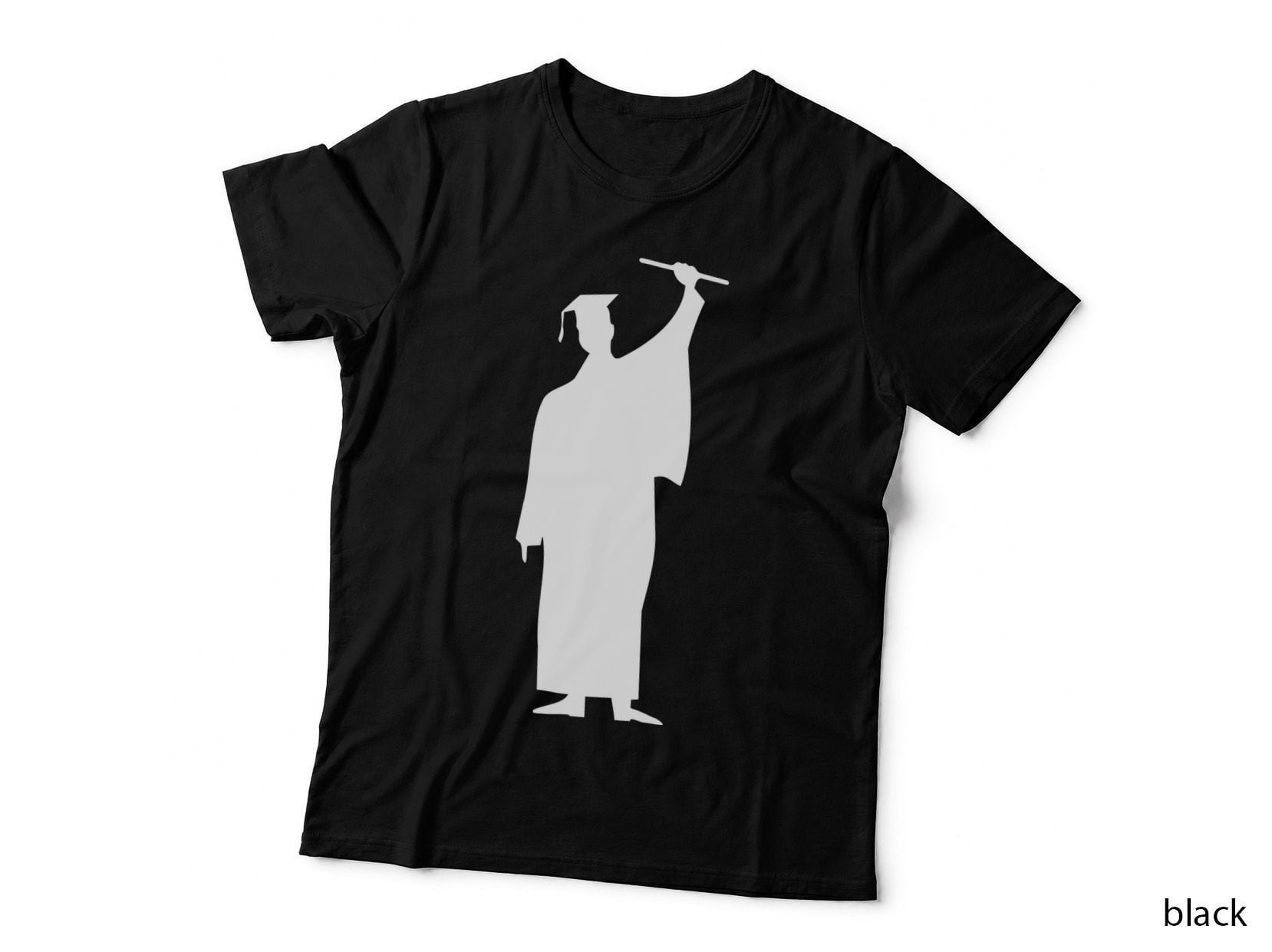 Black Silhouette Diploma Raised Graduation T-Shirt, Senior Grad Graphic Tee