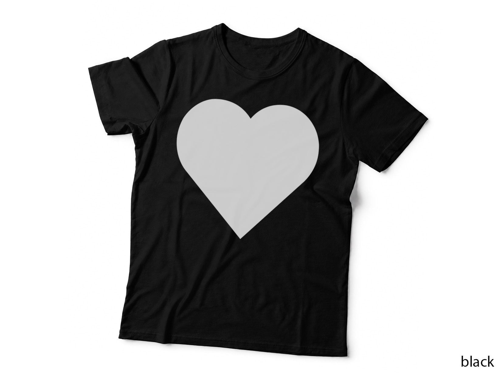 Black Solid Heart Icon Design Graduation T-Shirt, Senior Grad Graphic Tee