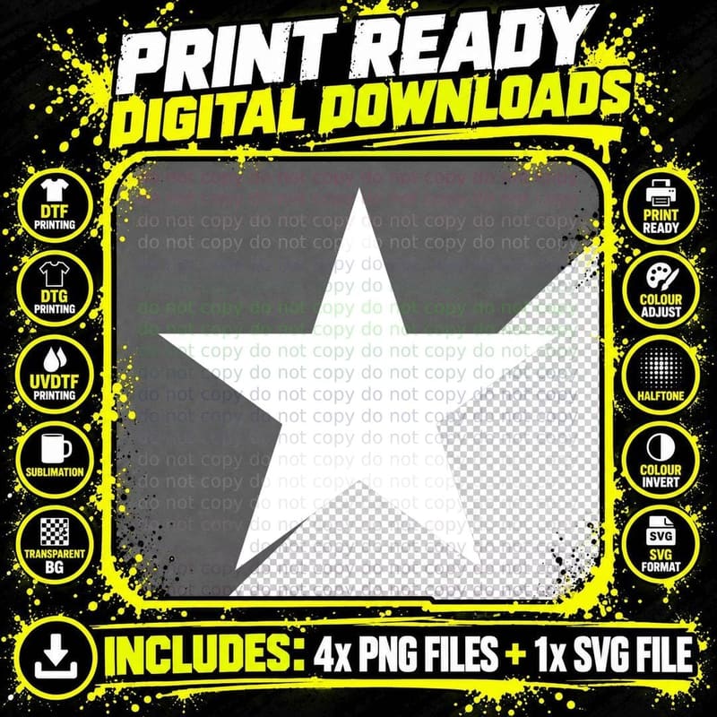 Black Star Symbol Centered Graduation T-Shirt Png SVG Digital Bundle