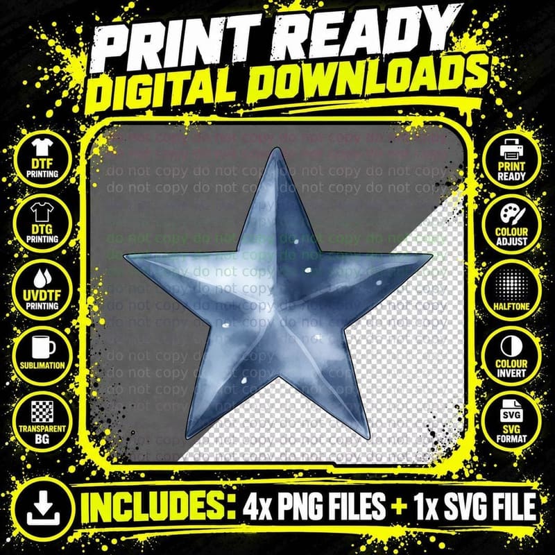 Blue Star White Highlights Graduation T-Shirt Png SVG Digital Bundle
