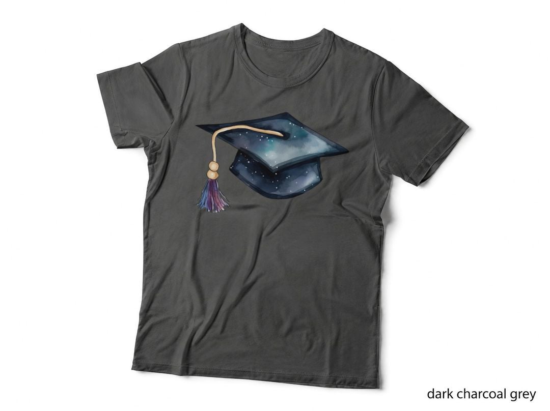 Books Ribbons Cap Gold Tassels Graduation T-Shirt, Senior Grad Graphic Tee