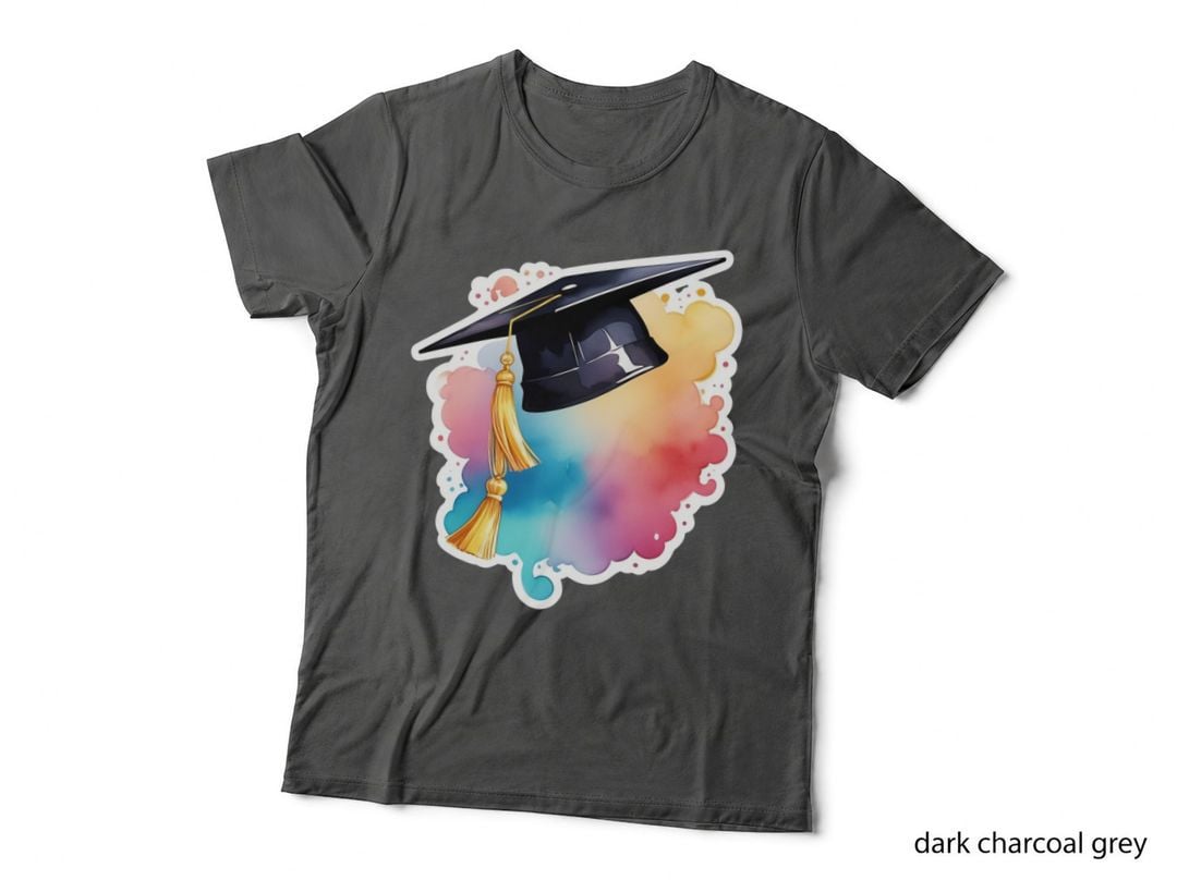Cap Cloud Rainbow Tassel Wrap Graduation T-Shirt, Senior Grad Graphic Tee