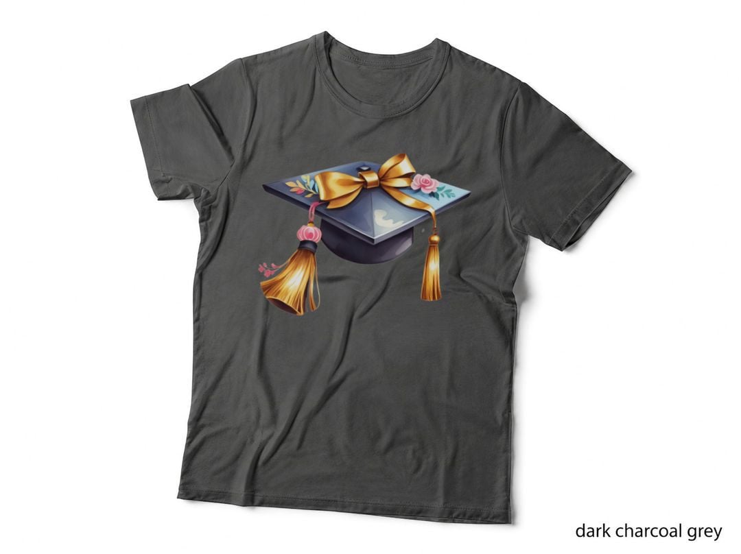 Cap Gold Bow Decorated Graduation T-Shirt, Senior Grad Graphic Tee