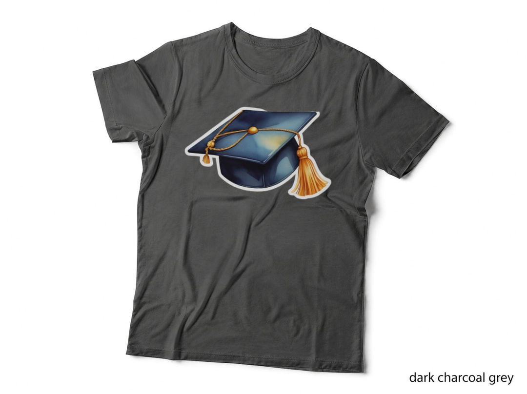 Cap Sticker Gold Tassel Graduation T-Shirt, Senior Grad Graphic Tee
