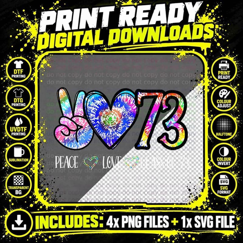 Class of 1973 Tie Dye 50th Class Reunion Senior Png SVG Digital Bundle