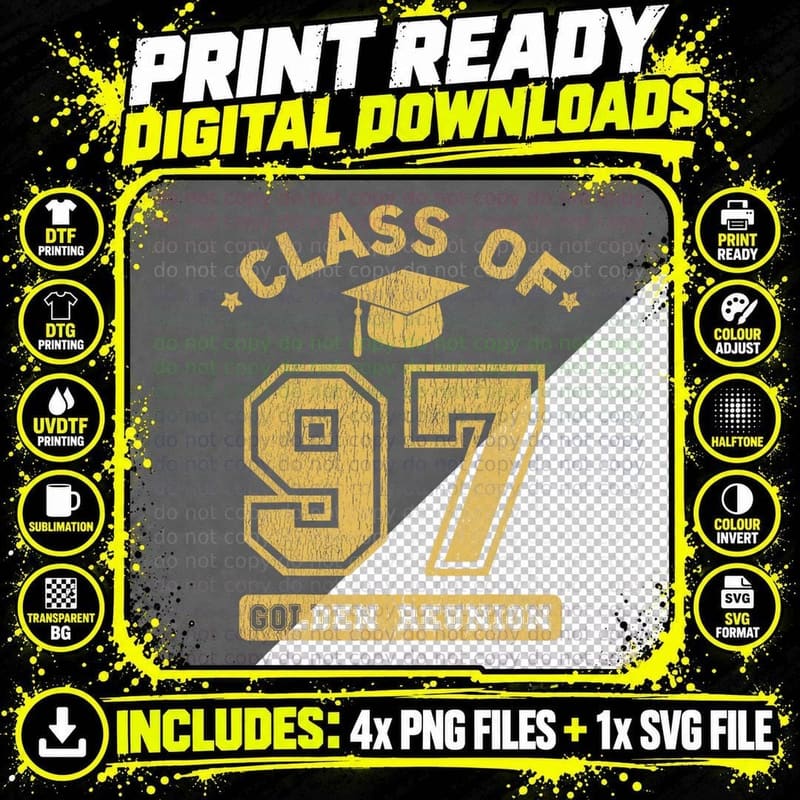 Class of 1997 College Highschool Graduation Reunion Png SVG Digital Bundle