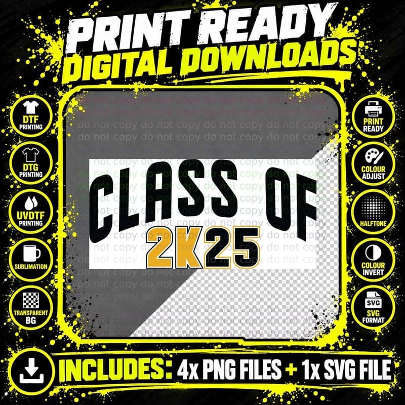 Class of 2k25 Graduation T-Shirt, Class of 2k25 Text Png SVG Digital Bundle