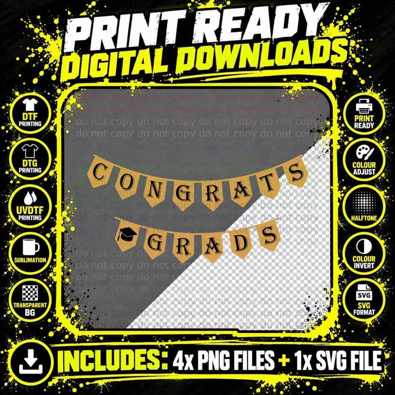 Congrats Grads Graduation T-Shirt, Congrats Grads Gold Png SVG Digital Bundle