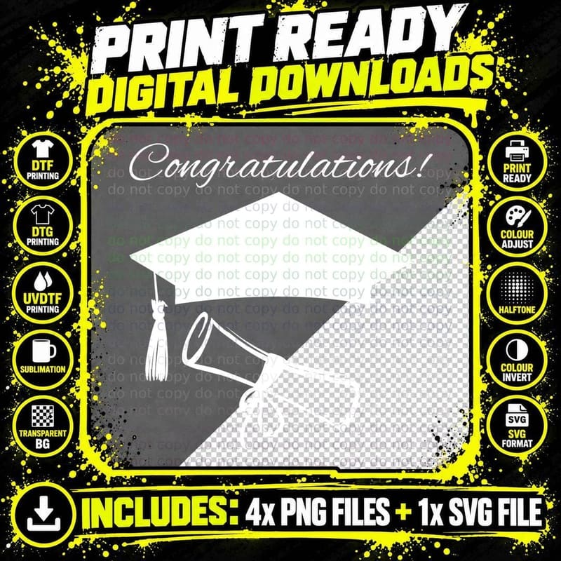 Congratulations! Graduation T-Shirt Png SVG Digital Bundle