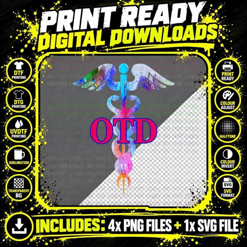 Doctor of Occupational Therapy OTD Caduceus Graduation Png SVG Digital Bundle