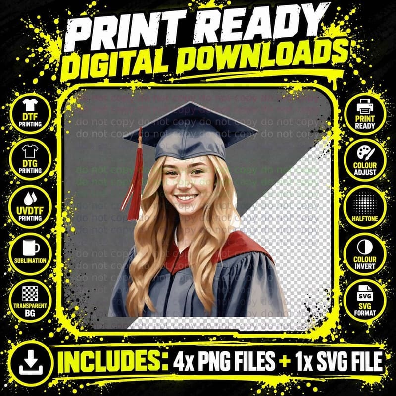 Female Graduate Portrait Smiling Pose Graduation T-Shirt Png SVG Digital Bundle