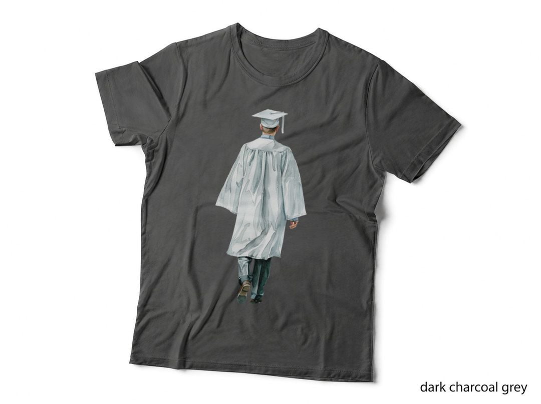 Female Graduate Rear Robe Cap Graduation T-Shirt, Senior Grad Graphic Tee