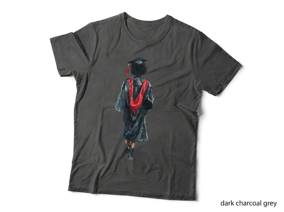 Female Graduate Robe Red Stole Graduation T-Shirt, Senior Grad Graphic Tee